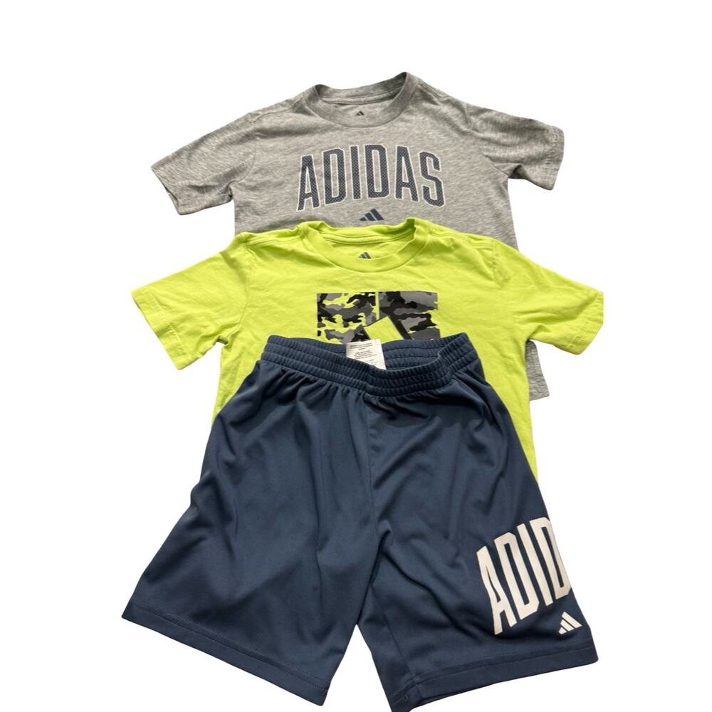 Adidas Boys 5T Clothing Lot 3 Pieces Two Graphic T Shirts Navy Shorts
